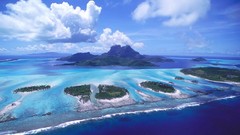 Landscapes Sea nature Mountains clouds ocean Islands forests 