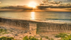 Landscapes Sea nature sun clouds Beaches waves fences skyscapes