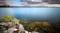 Landscapes Sea nature Trees clouds