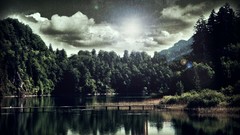 Landscapes Sea nature Trees rain lakes forests