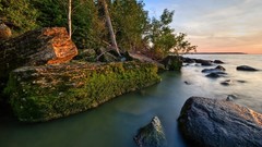 Landscapes Sea nature Trees rocks skyscapes