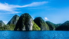 Landscapes Sea nature Trees water blue clouds white Green 