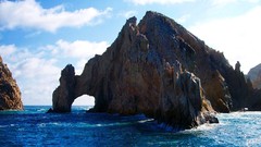 Landscapes Sea nature water blue clouds white coast brown 