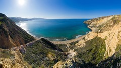 Landscapes Sea nature water blue hills Green Plants Islands 