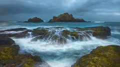 Landscapes Sea nature water clouds coast puzzle Algae rocks 