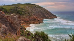 Landscapes Sea nature water clouds ocean coast Plants bay 
