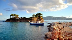 Landscapes Sea nature water coast ships Boats Greece Islands 