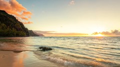 Landscapes Sea nature water sun clouds coast Hawaii Beaches 