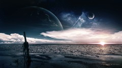 Landscapes Sea outer space digital art