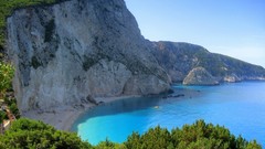 Landscapes Sea rocks blue skies