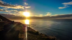 Landscapes Sea sun autumn cliffs iceland