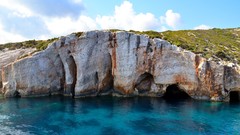 Landscapes Sea water blue coast caves Zakynthos