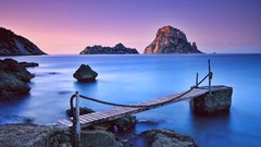 Landscapes Sea water blue rocks