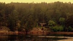 Landscapes Sea water sweden cabin forests