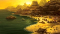 Landscapes ships point port drawings Villages