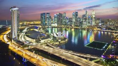 Landscapes Singapore buildings urban cityscapes nocturnal