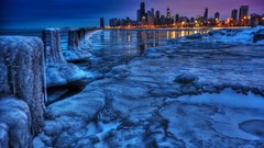 Landscapes Skyscrapers Chicago Frozen cityscapes city skyline 