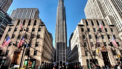 Landscapes Skyscrapers urban cities streets new york city blue 