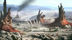 Landscapes smoke cemetery Bones artwork digital art