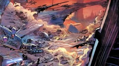 Landscapes smoke Droids Robots cemetery star wars junk artwork