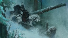 Landscapes snow Horses Knights forests fantasy art