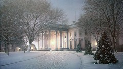Landscapes snow Lightning home Christmas evening mansion