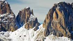 Landscapes snow Mountains Alps Italy Dolomites Sassolungo