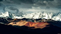 Landscapes snow Mountains clouds