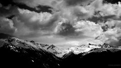 Landscapes snow Mountains clouds grayscale
