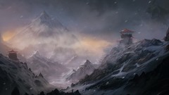 Landscapes snow Mountains cold paintings forests artwork 