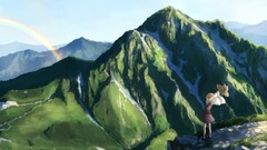 Landscapes snow Mountains dress hats goddess blondes anime 