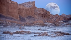 Landscapes snow Mountains moon moonlight