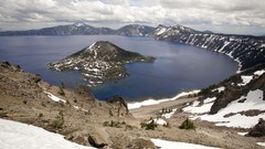 Landscapes snow Mountains Oregon lakes national park crater lake