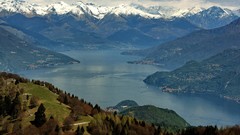 Landscapes snow Mountains panorama Italy lakes italia como lago