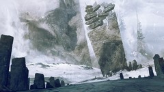 Landscapes snow Mountains rocks artwork digital art