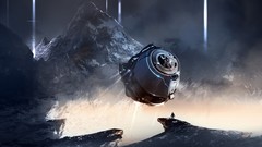 Landscapes snow Mountains science fiction halo concept art 