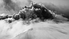 Landscapes snow Mountains smoke monochrome grayscale