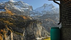 Landscapes snow Mountains switzerland Alps Europe houses