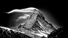Landscapes snow night Mountains switzerland Alps monochrome 