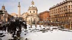 Landscapes snow panorama ruins Rome Italy architecture cities 