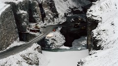 Landscapes snow roads trucks iceland construction site