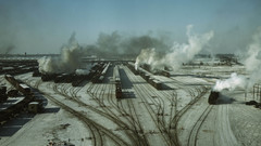 Landscapes snow smoke trains