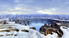 Landscapes snow water hills 3d artwork