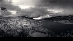 Landscapes snow winter clouds monochrome