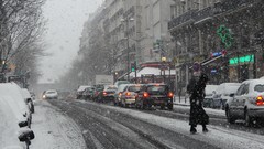 Landscapes snow winter France cars traffic architecture streets 