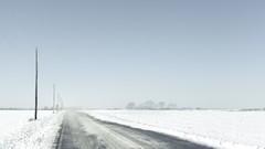 Landscapes snow winter horizon roads pole