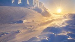Landscapes snow winter moon sunlight deserts sun flare