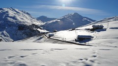 Landscapes snow winter Mountains Alps Italy roads Livigno
