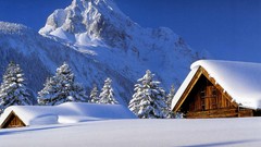 Landscapes snow winter Mountains cabin