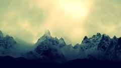 Landscapes snow winter Mountains mist